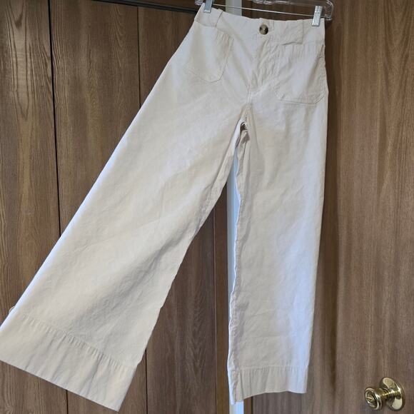 Anthropologie Maeve The Colette Linen Blend High Rise Wide Leg Crop Pants - Picture 4 of 13